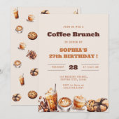 Kaffee-Brunch-Geburtstag jedes Alters Einladung (Vorne/Hinten)