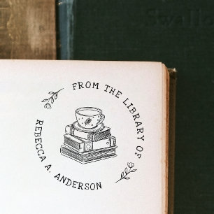 Kaffee & Bücher Boho Persönliche Bibliothek Exlibr Permastempel