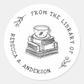 Kaffee & Bücher Buchzeichen der Personalbibliothek Runder Aufkleber (Vorderseite)