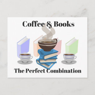 Kaffee & Bücher - die perfekte Kombination Postkarte