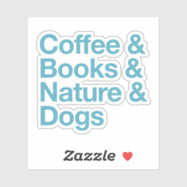 Kaffee & Bücher & Natur & Hunde Sticker (blau)
