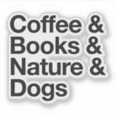Kaffee & Bücher & Natur & Hunde Sticker (schwarz) (Vorderseite)