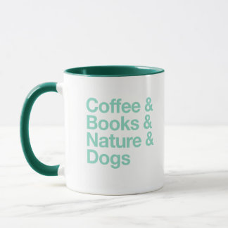Kaffee & Bücher & Natur & Hunde Tasse (Aquamarin)