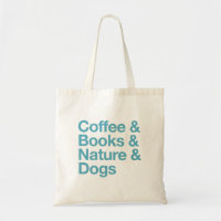 Kaffee & Bücher & Natur & Hunde Tote Tasche (blau)