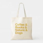 Kaffee & Bücher & Natur & Hunde Tote Tasche (gelb) (Rückseite)