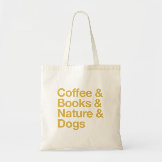 Kaffee & Bücher & Natur & Hunde Tote Tasche (gelb) (Vorne)