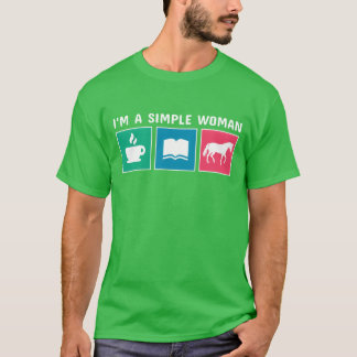 Kaffee Bücher Pferd Im einfachen Weibchen T-Shirt