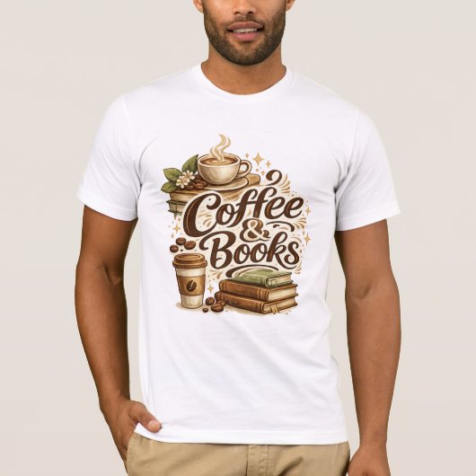Kaffee & Bücher T-Shirt | Kaffee Liebhaber Geschen (Vorderseite)