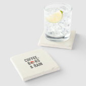 Kaffee, Bücher u. Regen Steinuntersetzer (Seitenansicht)