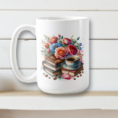 Kaffee, Bücher und Blume Kaffeetasse