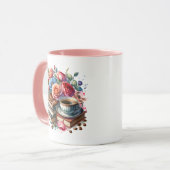 Kaffee, Bücher und Blume Tasse (Vorderseite Links)
