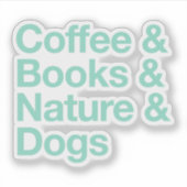 Kaffee- & Bücheraufkleber & Hunde (Aquamarin) Aufkleber (Vorderseite)