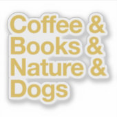 Kaffee- & Bücheraufkleber & Hunde (gelb) Aufkleber (Vorderseite)