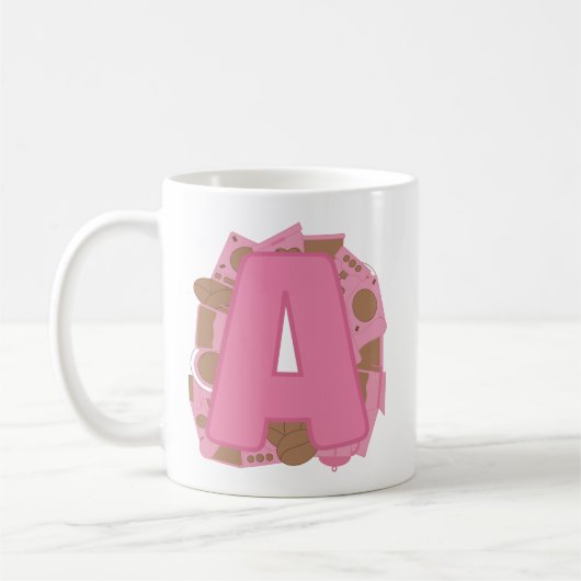 Kaffee Buchstabe A: Monogramm Initiale Kaffeetasse (Links)