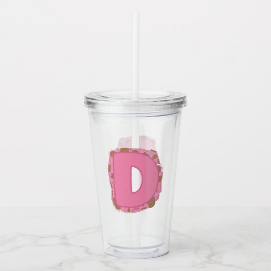 Kaffee Buchstabe D: Monogramm Initiale Acryltrinkbecher (Vorderseite)