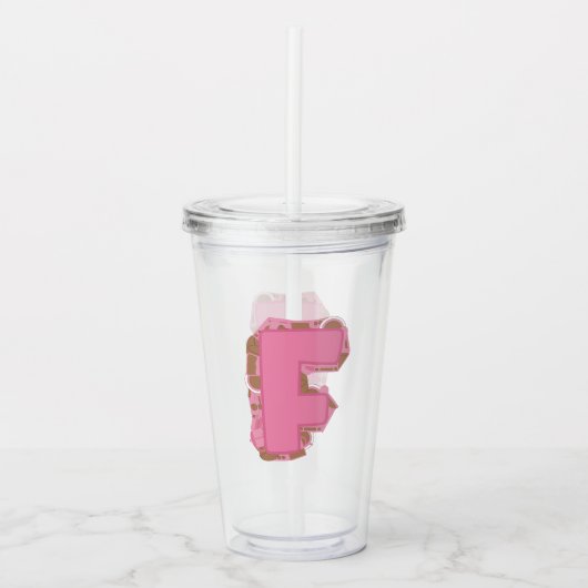 Kaffee Buchstabe F: Monogramm Anfangsbuchstabe Acryltrinkbecher (Vorderseite)