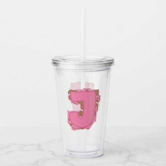 Kaffee Buchstabe J: Monogramm Anfangsbuchstabe Acryltrinkbecher (Vorderseite)