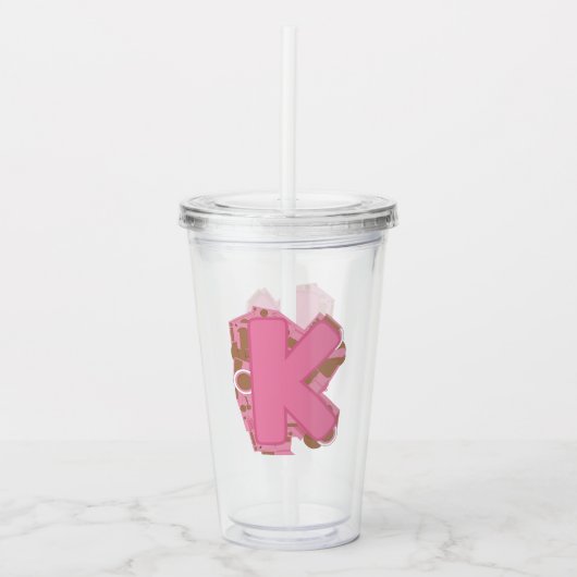 Kaffee Buchstabe K: Monogramm Initiale Acryltrinkbecher (Vorderseite)