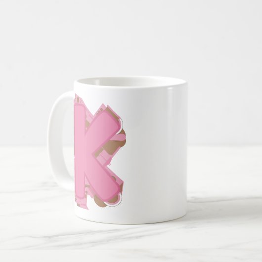 Kaffee Buchstabe K: Monogramm Initiale Kaffeetasse (Vorderseite Links)