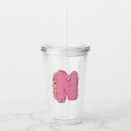 Kaffee Buchstabe N: Monogramm Initiale Acryltrinkbecher (Vorderseite)