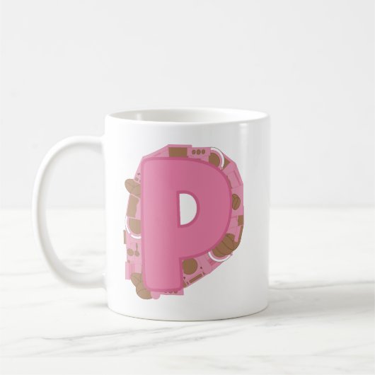 Kaffee Buchstabe P: Monogramm Initiale Kaffeetasse (Links)