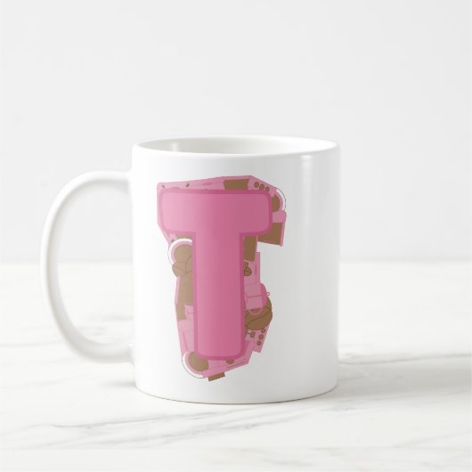 Kaffee Buchstabe T: Monogramm Anfangsbuchstabe Kaffeetasse (Links)