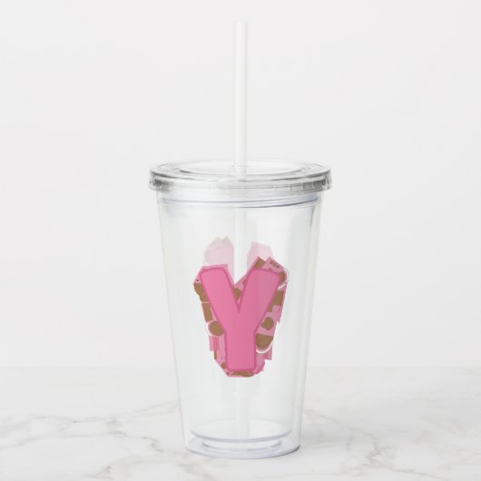 Kaffee Buchstabe Y: Monogramm Initiale Acryltrinkbecher (Vorderseite)