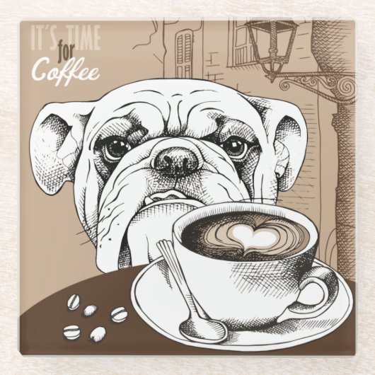 Kaffee Bulldog Glasuntersetzer (Vorderseite)