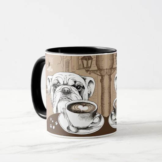 Kaffee Bulldog Tasse (Vorderseite Links)
