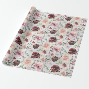 Kaffee Burgund Pink Peony Mondial Rose Garden Geschenkpapier