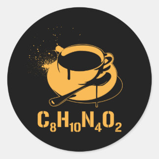 Kaffee C8H10N4O2 Runder Aufkleber