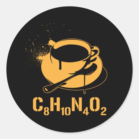 Kaffee C8H10N4O2 Runder Aufkleber (Vorderseite)