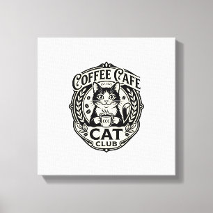 Kaffee Café Katze Lustige Katze Grafik - Kaffee Ca Leinwanddruck