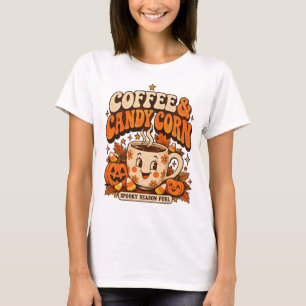 Kaffee & Candy Corn Süßes Halloween T-Shirt