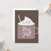 Kaffee Cappuccino Hey Fall Karte (Vorderseite/Rückseite Beispiel)