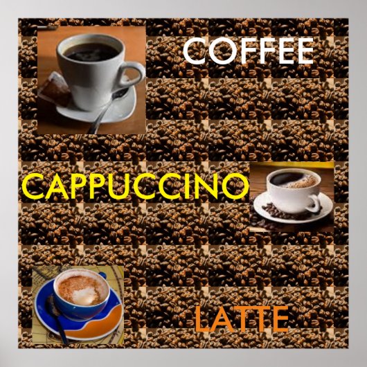 KAFFEE CAPPUCCINO LATTE POSTER MENÜ (Vorne)