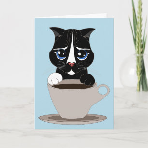 KAFFEE CAT ART BIRTHDAY CARD KARTE