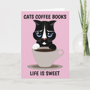 KAFFEE CAT ART GREETKARTE, JEDEN ANLASS BLANK KARTE