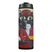 Kaffee Cat To Go Folk Art Barista Malerei Thermosbecher (Vorderseite)