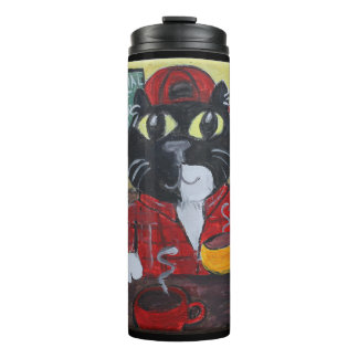 Kaffee Cat To Go Folk Art Barista Malerei Thermosbecher