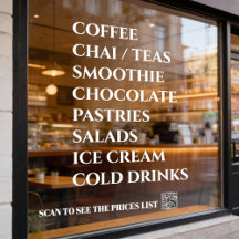 Kaffee Chai Tee Salate Bäckerei Menü Fenster Auf