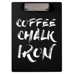 Kaffee, Chalk und Eisen, Motivierend Workout Klemmbrett