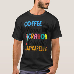 Kaffee-Chaos-Buntstifte-und-Kuscheltag-Kindertages T-Shirt