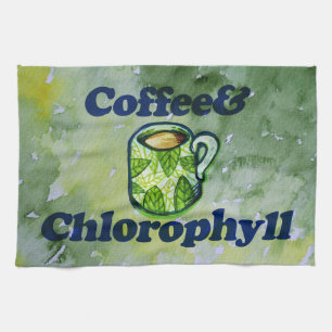 Kaffee & Chlorophyll Pflanzenlady Kaffeeliebhaberi Geschirrtuch