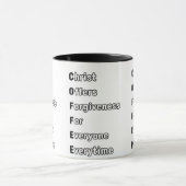 KAFFEE Christ bietet Verzeihung Zwei-Tone Tasse (Zentrum)
