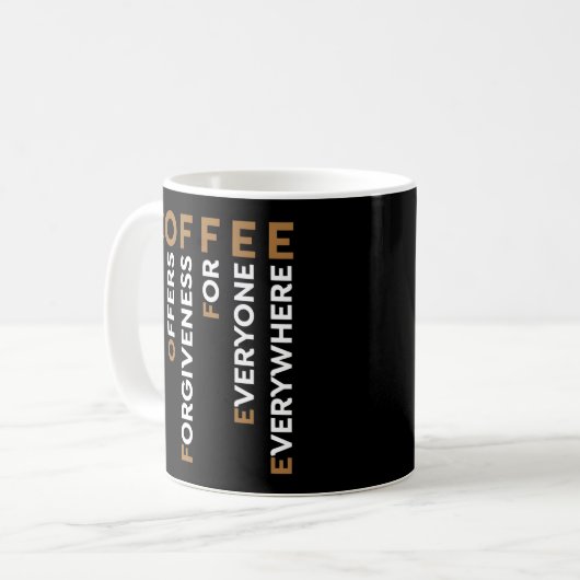 Kaffee Christus bietet jedem Verzeihung. Kaffeetasse (Vorderseite Links)