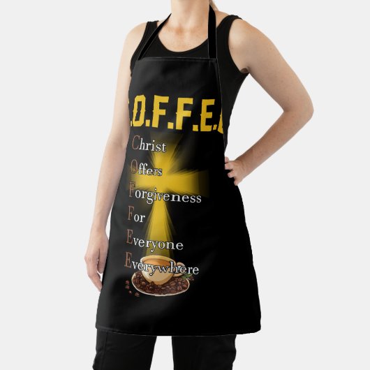 Kaffee Christus bietet jedem Verzeihung. Schürze (InSitu)