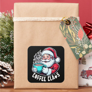 Kaffee Claus Santa Heißgetränk Quadratischer Aufkleber