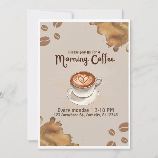 Kaffee Club Morgens Einladung (Vorderseite)