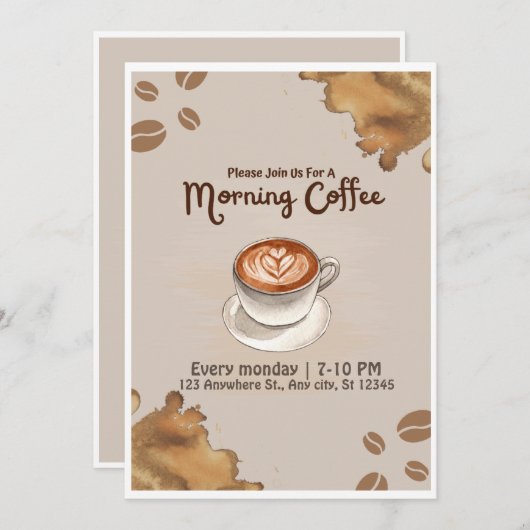 Kaffee Club Morgens Einladung (Vorne/Hinten)